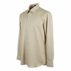 St. Piel Men’s Vintage 100% Silk Camel Long Sleeve Disco Shirt Size Medium